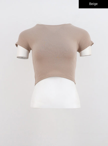 slim-fit-crop-tee-cn310 / Beige