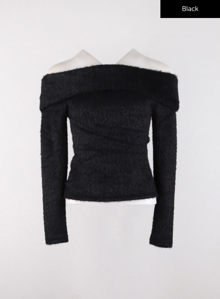 off-shoulder-knit-sweater-cd308 / Black