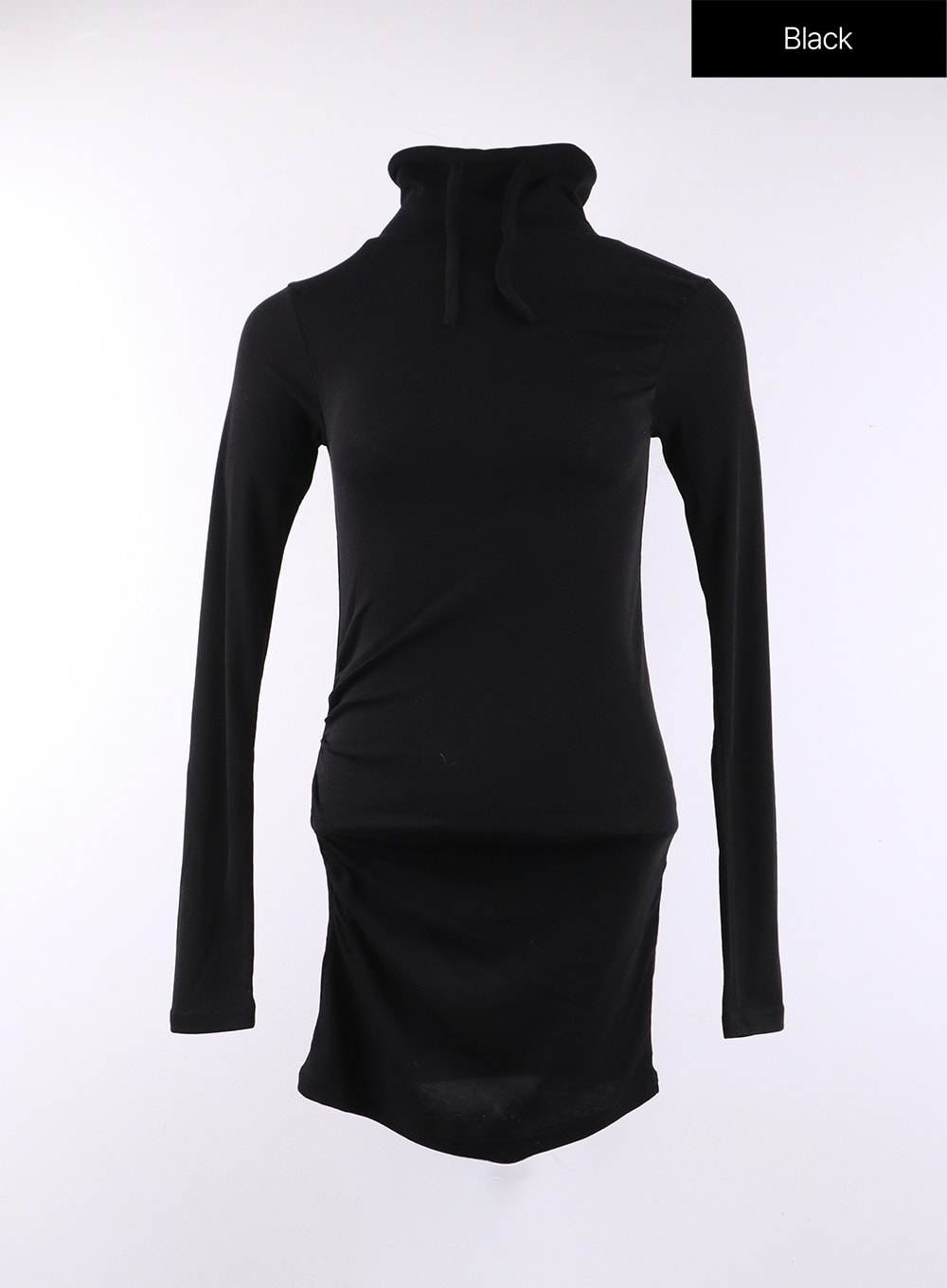 slim-fit-half-neck-mini-dress-cj426 / Black