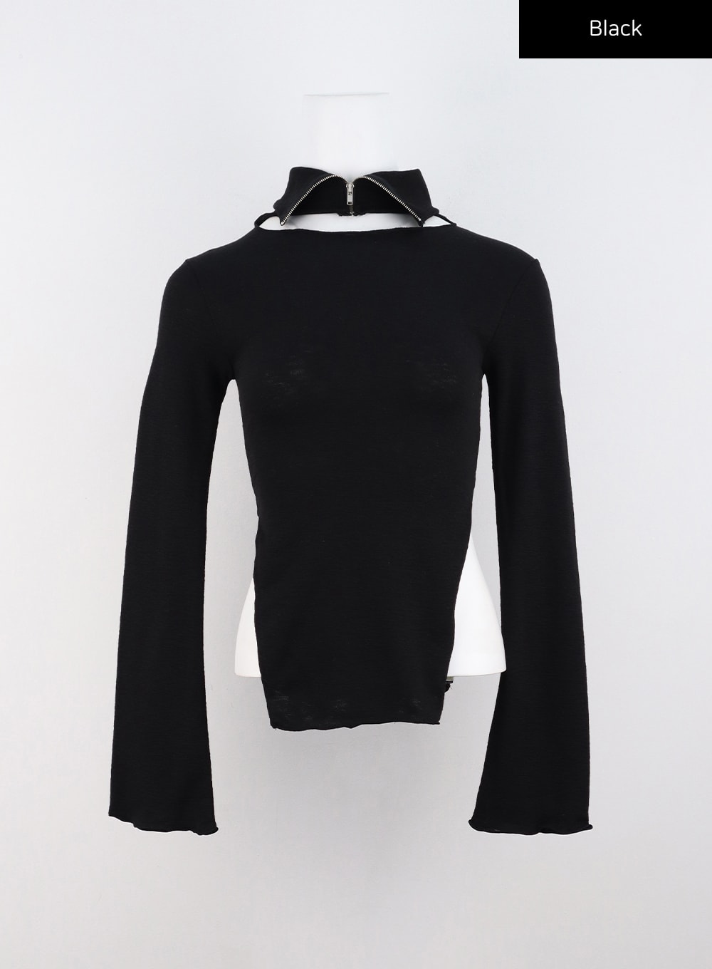 long-sleeve-top-with-high-neck-collar-co319 / Black