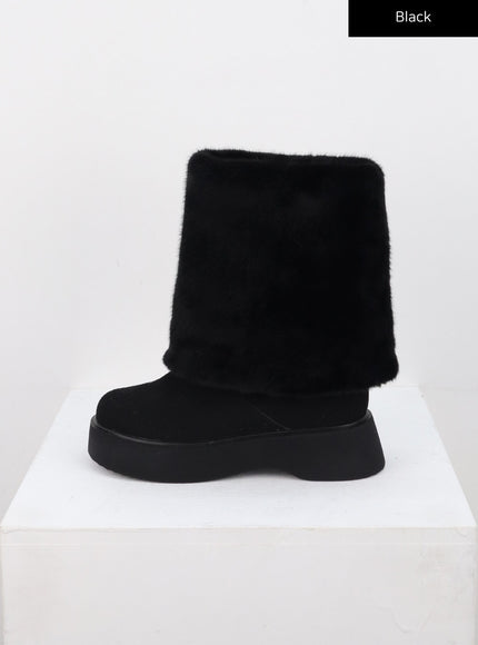 suede-faux-fur-midi-boots-cn315 / Black