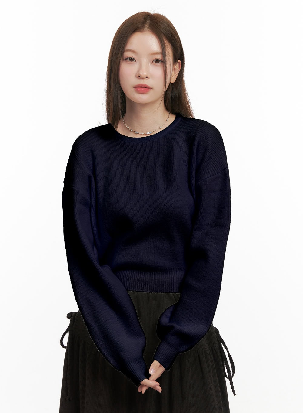 cozychic-solid-knit-sweater-od417 / Dark blue