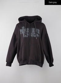 graphic-oversized-zip-up-hoodie-ij302 / Dark gray