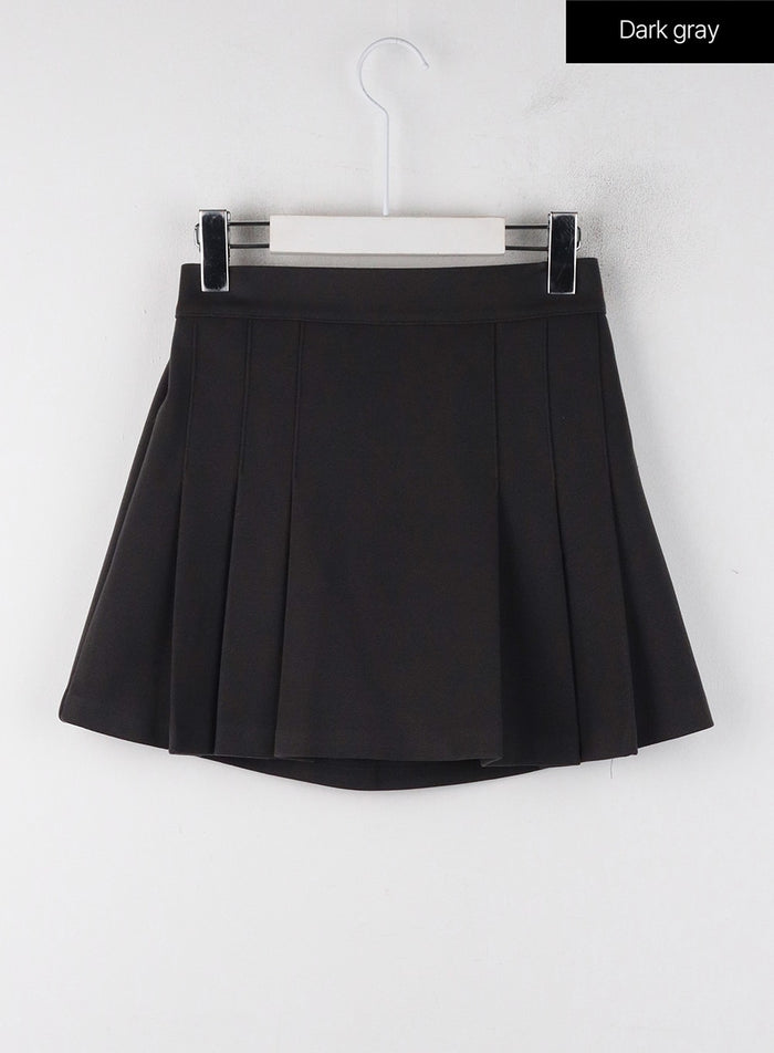solid-pleated-mini-skirt-oj405 / Dark gray