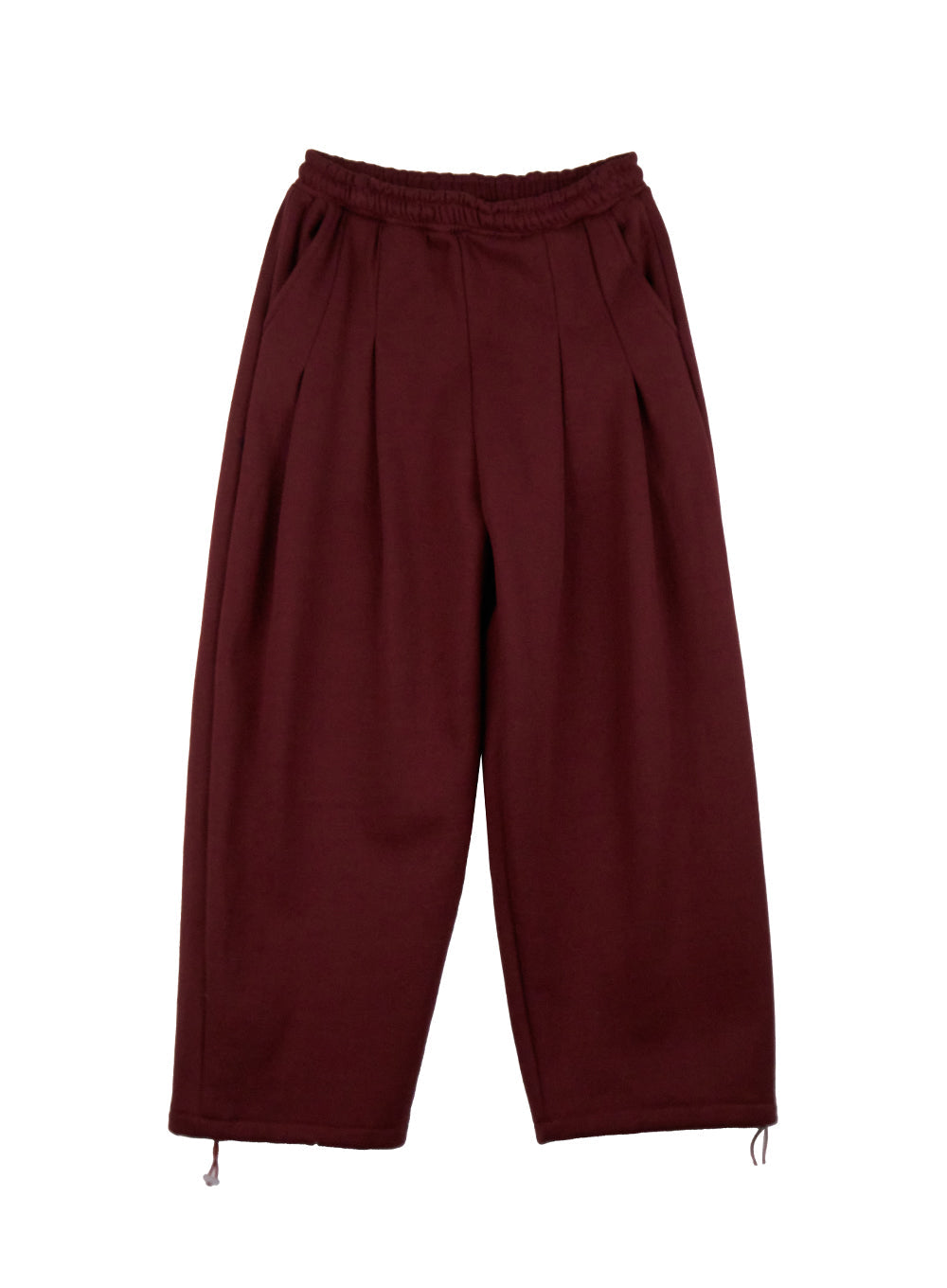 pintuck-oversized-wide-fit-sweatpants-cj507 / Dark red