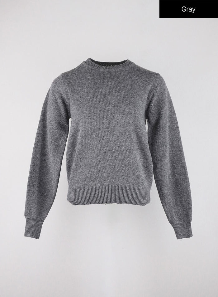 round-neck-knit-sweater-od327 / Gray