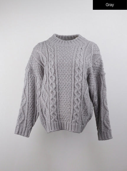 cable-knit-sweater-oj412 / Gray