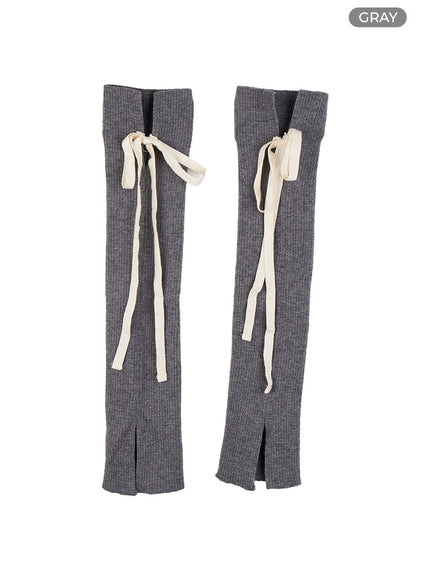 slit-ribbon-long-legwarmers-oo407 / Gray