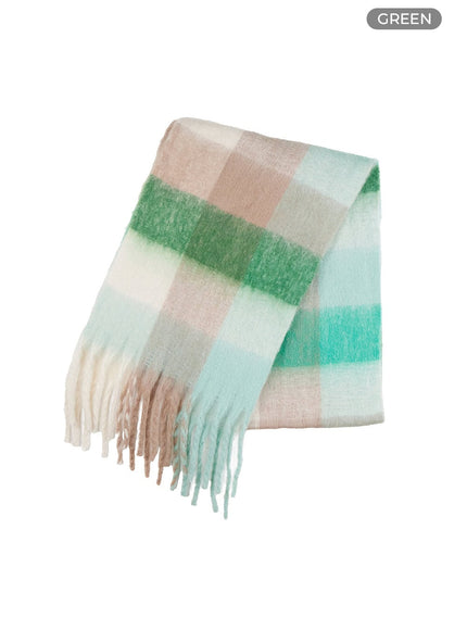 Checkered Wool-Blend Scarf OO429