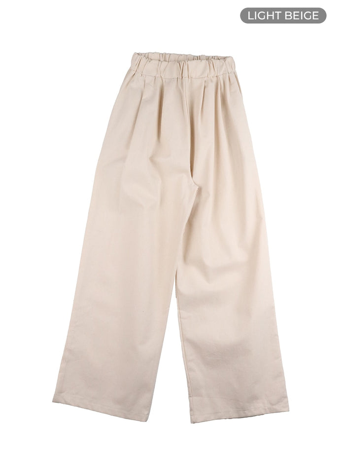 pintuck-wide-leg-trousers-oa419 / Light beige