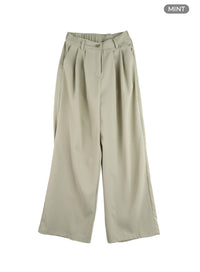 solid-banding-wide-trousers-om412 / Mint