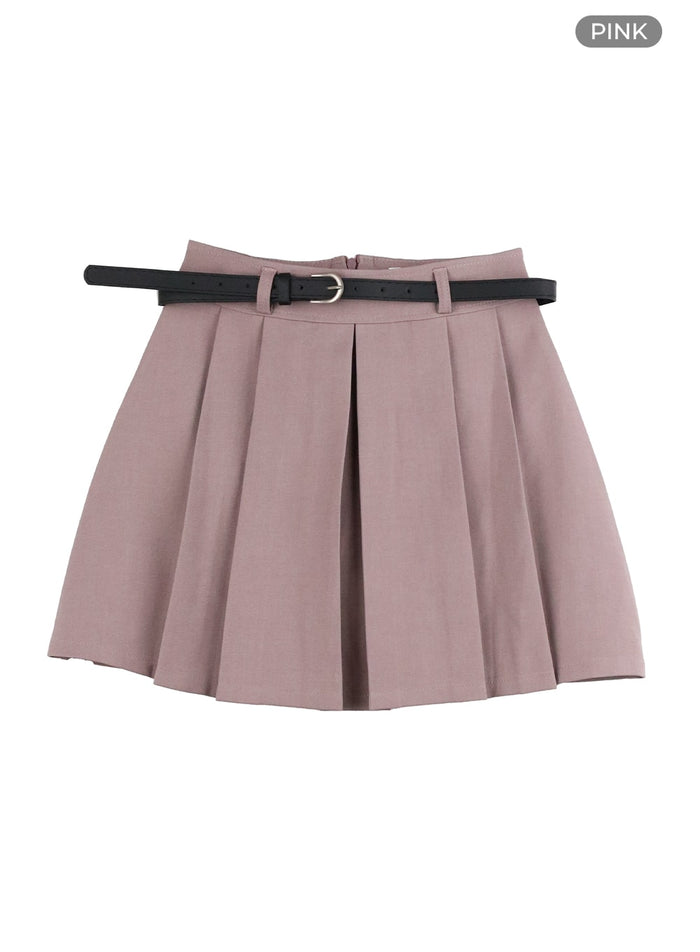 box-pleated-mini-skirt-oa423 / Pink
