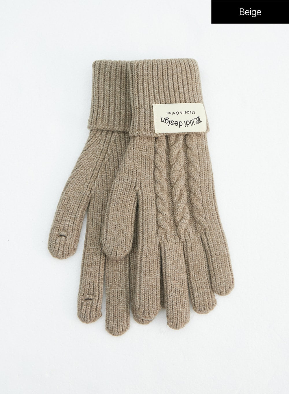 cable-knit-gloves-in317 / Beige
