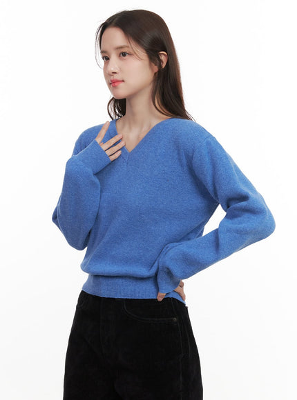 essential-v-neck-sweater-cj515 / Blue