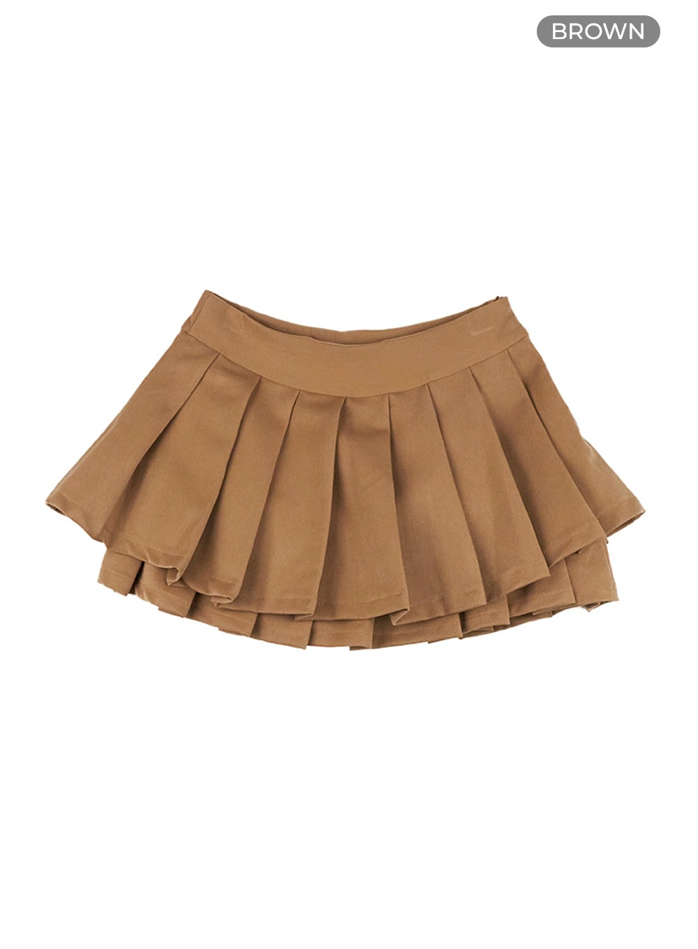 pleated-layered-mini-skirt-cl426 / Brown