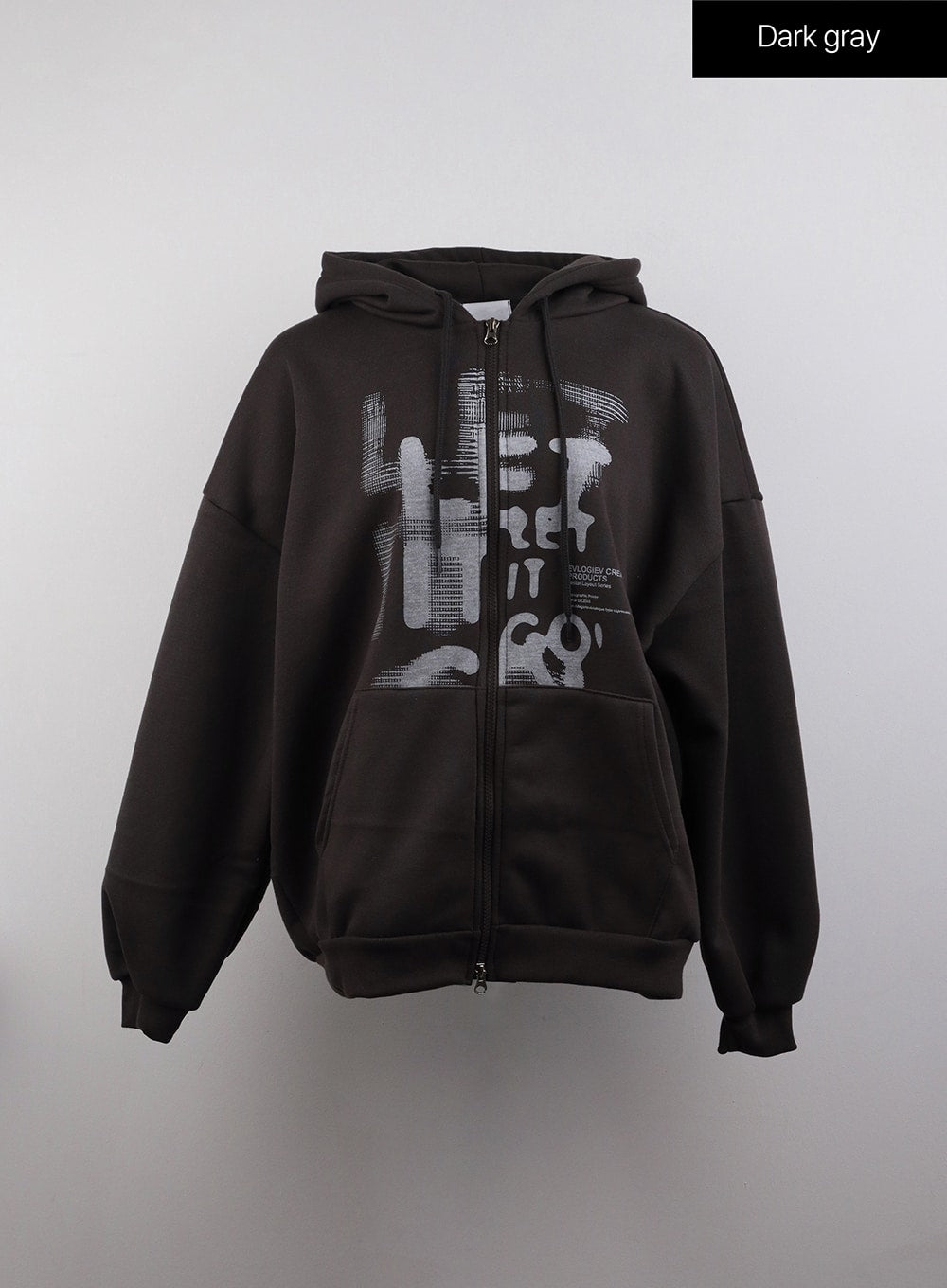 unisex-cozy-graphic-oversized-zip-up-hoodie-cj411 / Dark gray