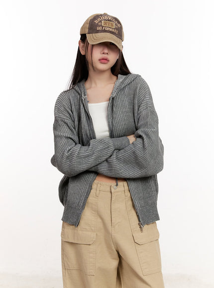 Unisex Oversized Hooded Knit Zip-Up CM507