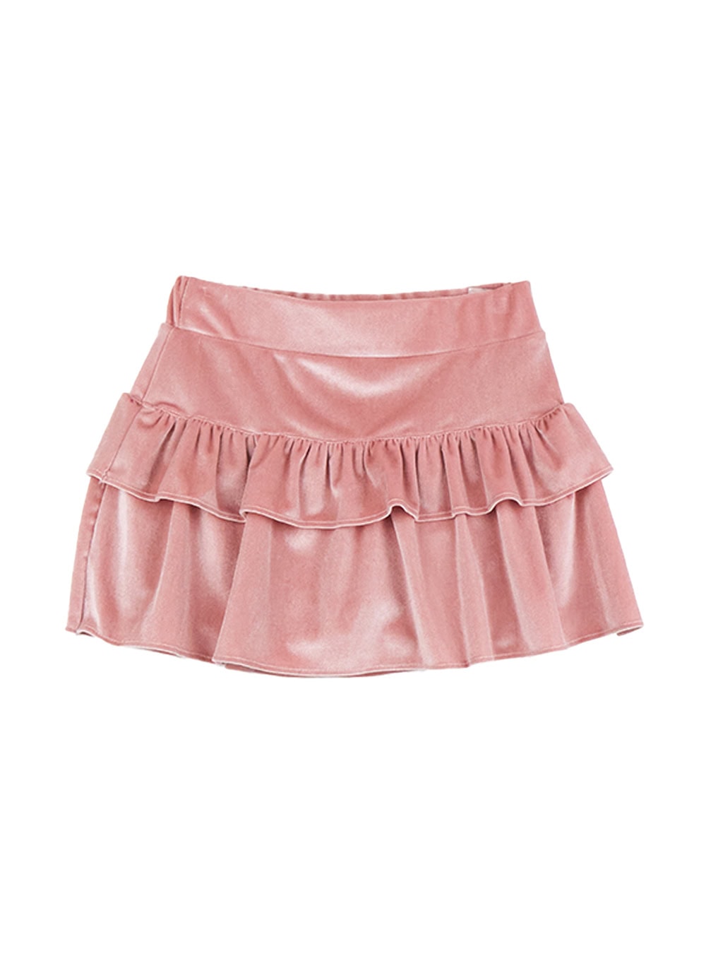 ruffled-velvet-mini-skirt-cn407 / Pink