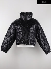 glossy-quilted-puffer-jacket-cd319 / Black