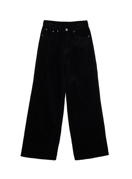 mid-rise-corduroy-wide-leg-pants-on422 / Black