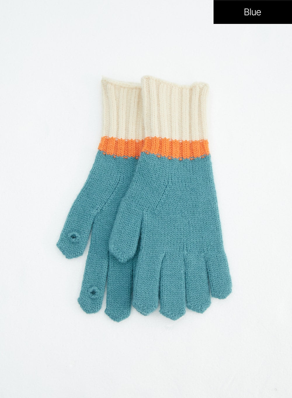color-block-knit-gloves-in317 / Blue