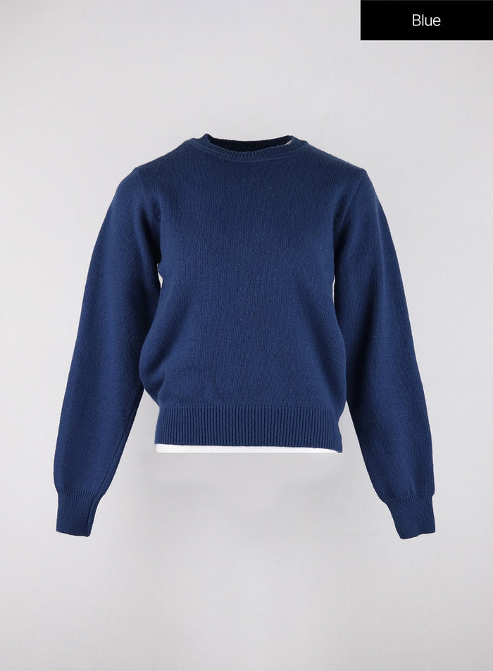round-neck-knit-sweater-od327 / Blue