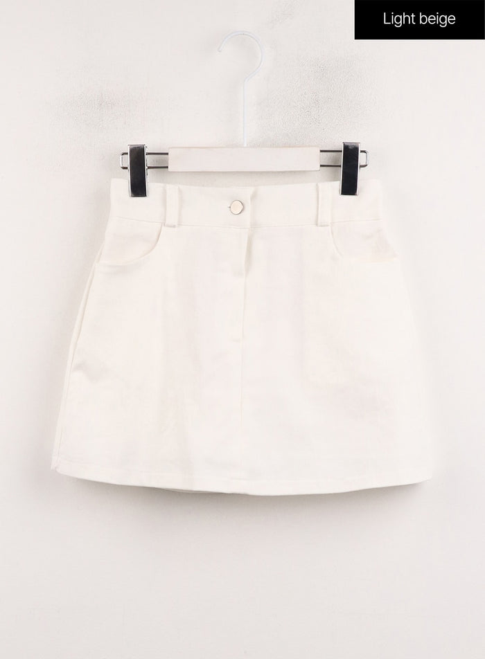 basic-mini-skirt-cj415 / Light beige