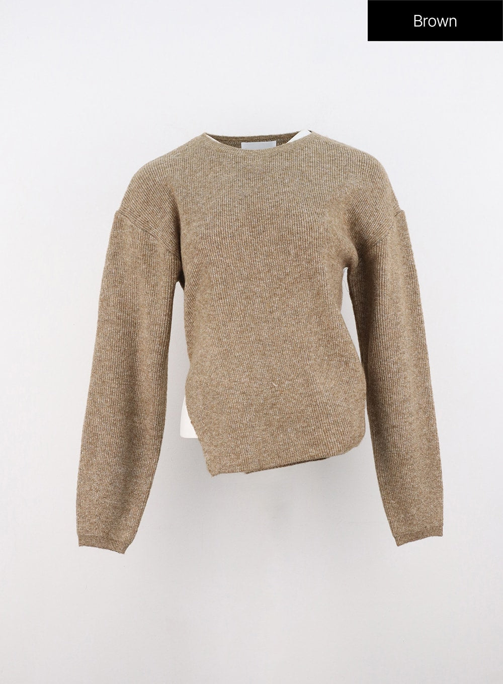 side-slit-round-neck-sweater-oo327 / Black