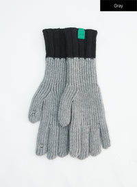 ribbed-color-block-gloves-in317 / Gray