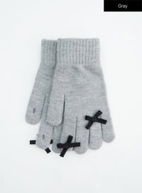 ribbon-knit-gloves-in317 / Gray