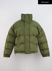 oversized-half-turtle-neck-puffer-jacket-in322 / Dark green
