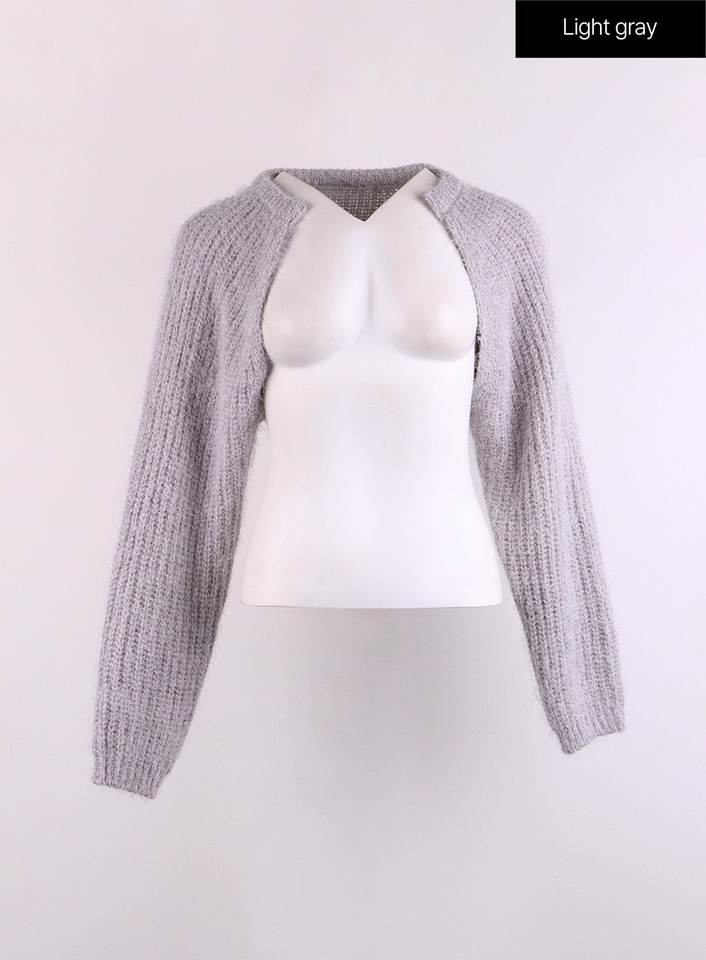 knitted-bolero-shrug-cj429 / Light gray