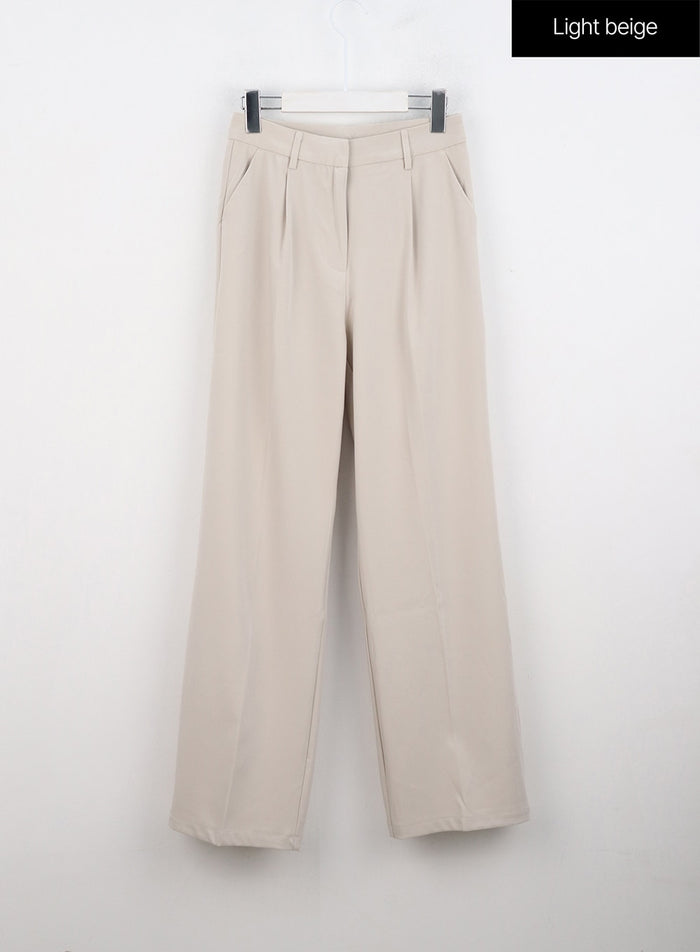pintuck-wide-fit-tailored-pants-on303 / Light beige