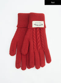 cable-knit-gloves-in317 / Red