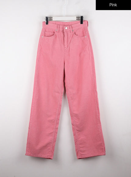 corduroy-mid-waist-solid-straight-pants-od320 / Pink