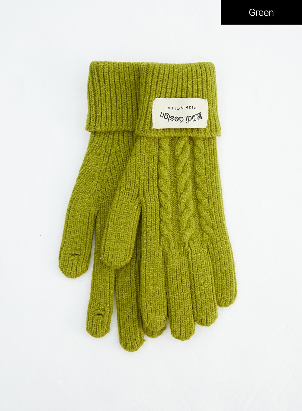 cable-knit-gloves-in317 / Green