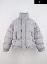 oversized-half-turtle-neck-puffer-jacket-in322 / Gray