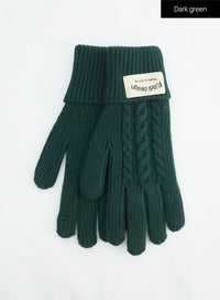 cable-knit-gloves-in317 / Dark green