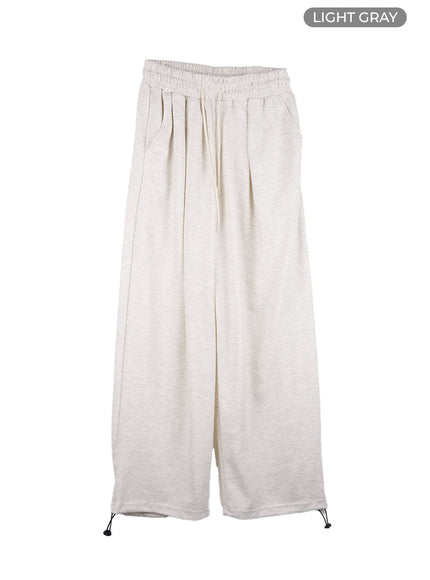 string-pintuck-wide-sweatpants-co419 / Light gray