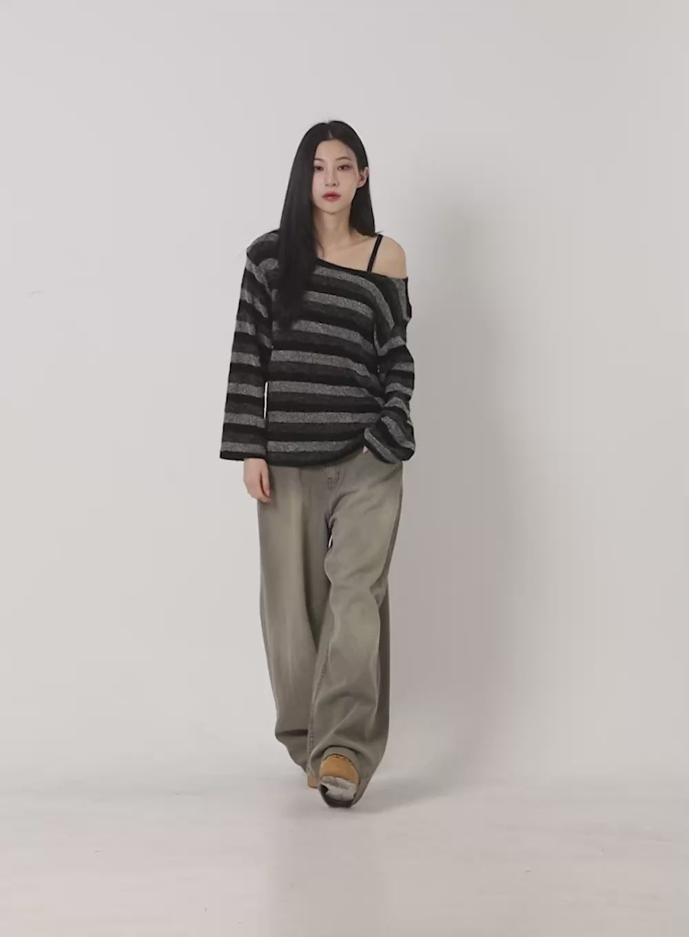 Loose-Fit Striped Knit Sweater CN416