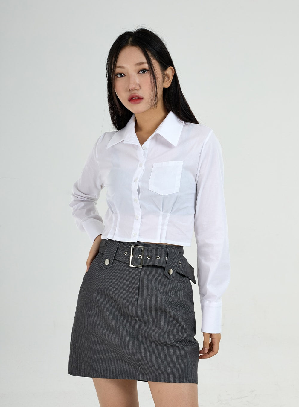 Basic Slim Crop Shirt CN01