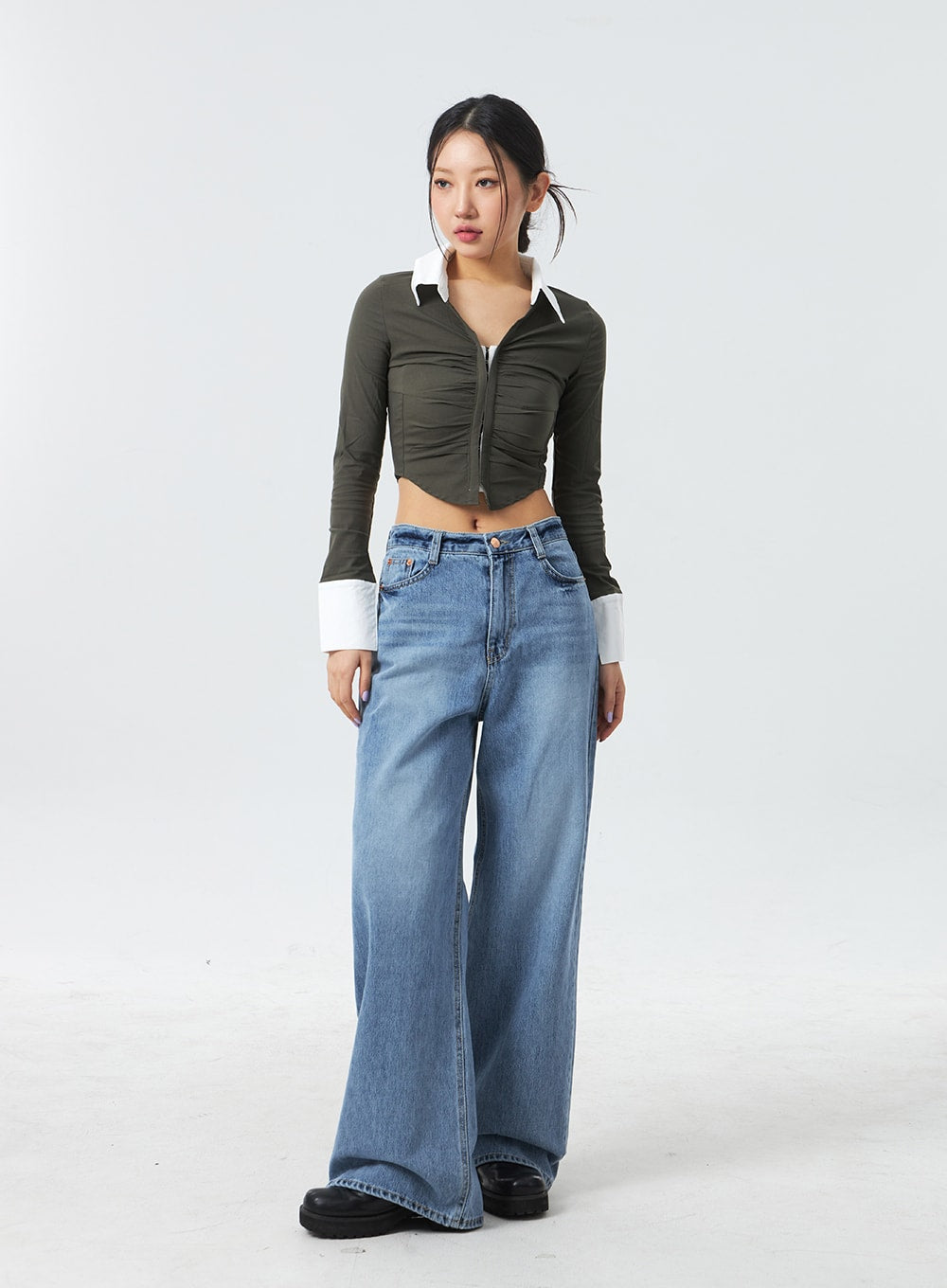 Ruched Cropped Shirt CM327