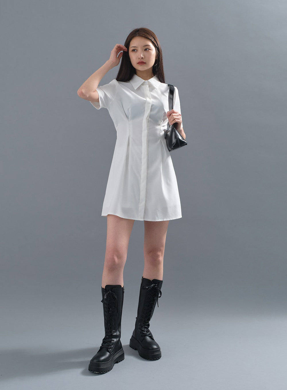 Pintuck Shirt Dress