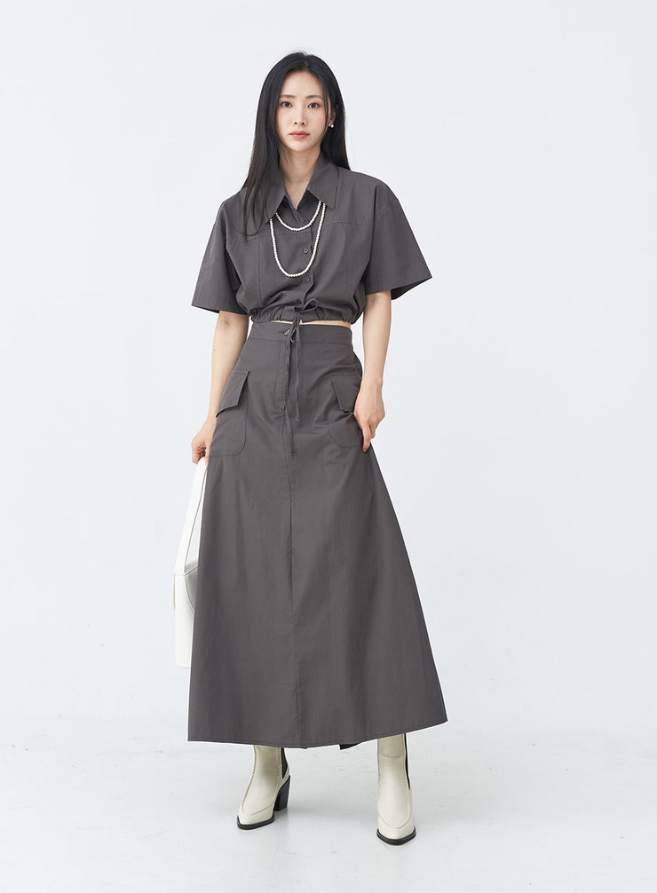 Cargo Wide Fit Long Skirt with Pocket UU1407