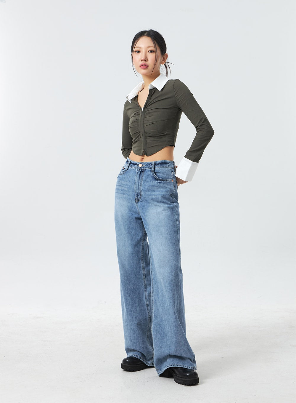 Ruched Cropped Shirt CM327