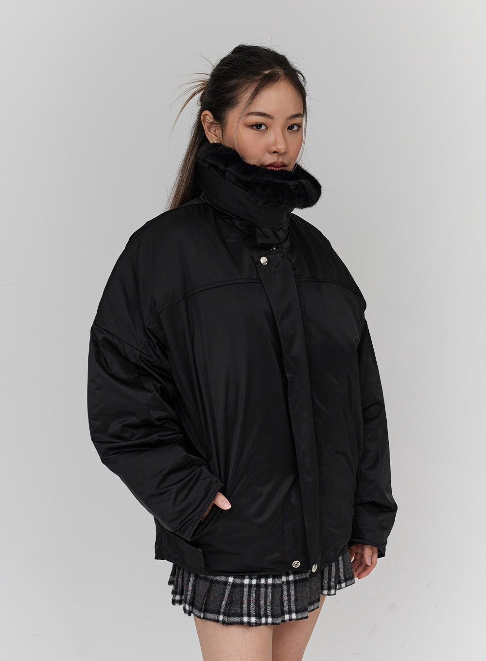 Faux Collar Puffer Jacket Unisex CN23