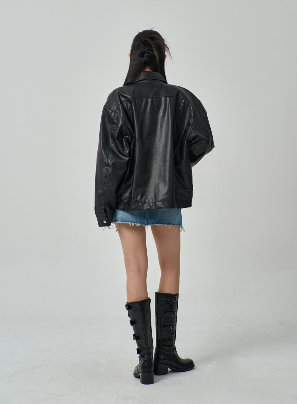 Oversized Faux Leather Jacket IF315