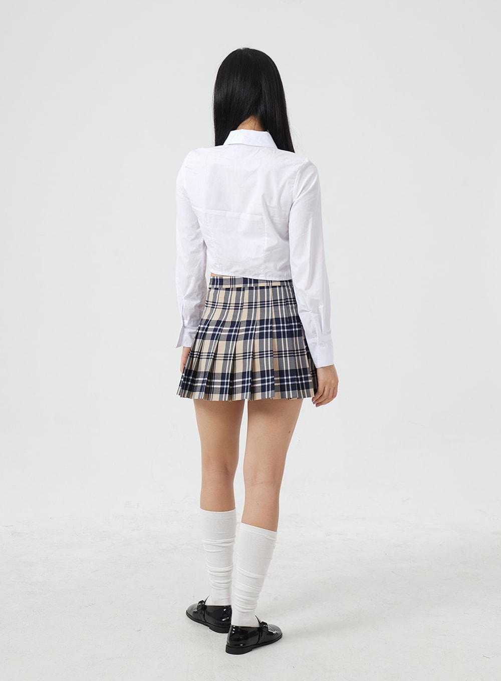 Check Pattern Pleated Mini Skirt BM304