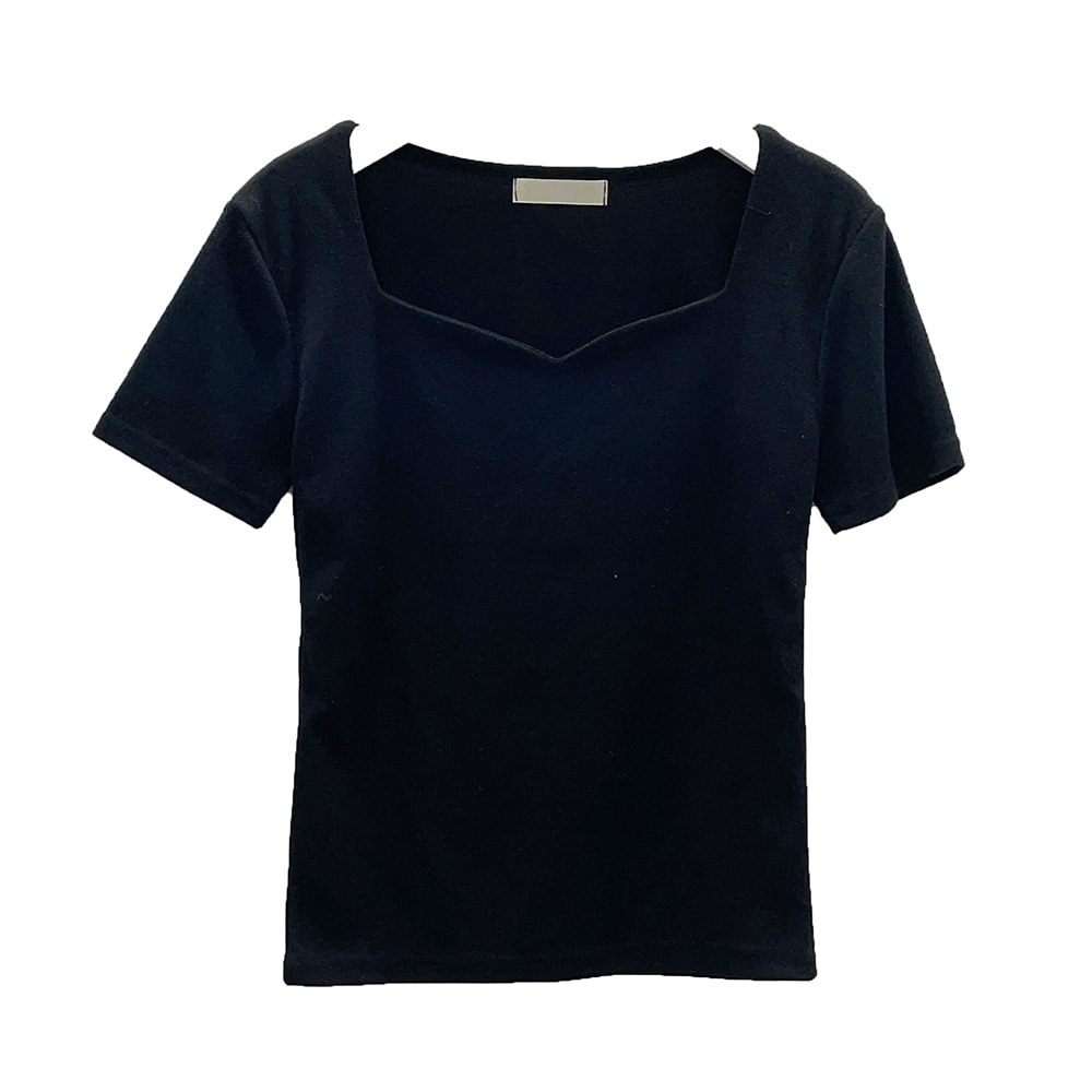 Heart Neck Short Sleeve T Shirt U1502