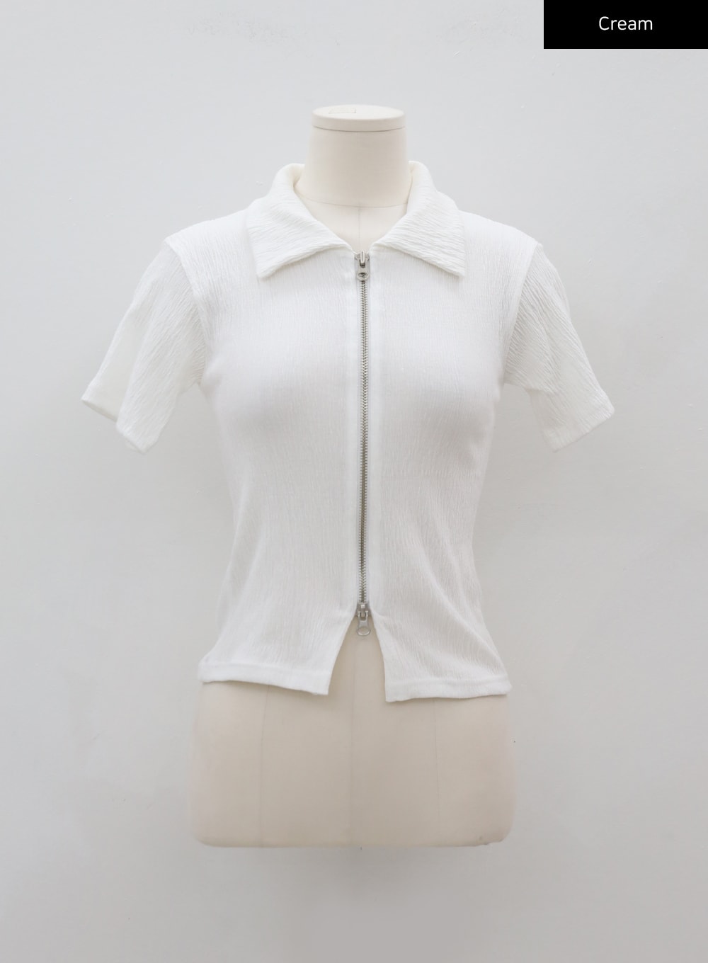 Two-Way Zip-Up Collared Top BJ17